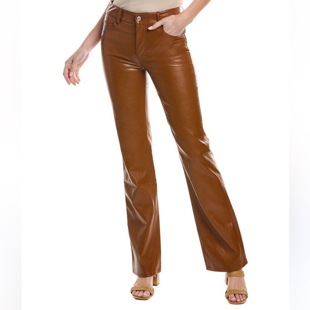 NWOT $395 A.L.C. Freddie Vegan Leather Bootcut Pants Size 6 Brown Cognac